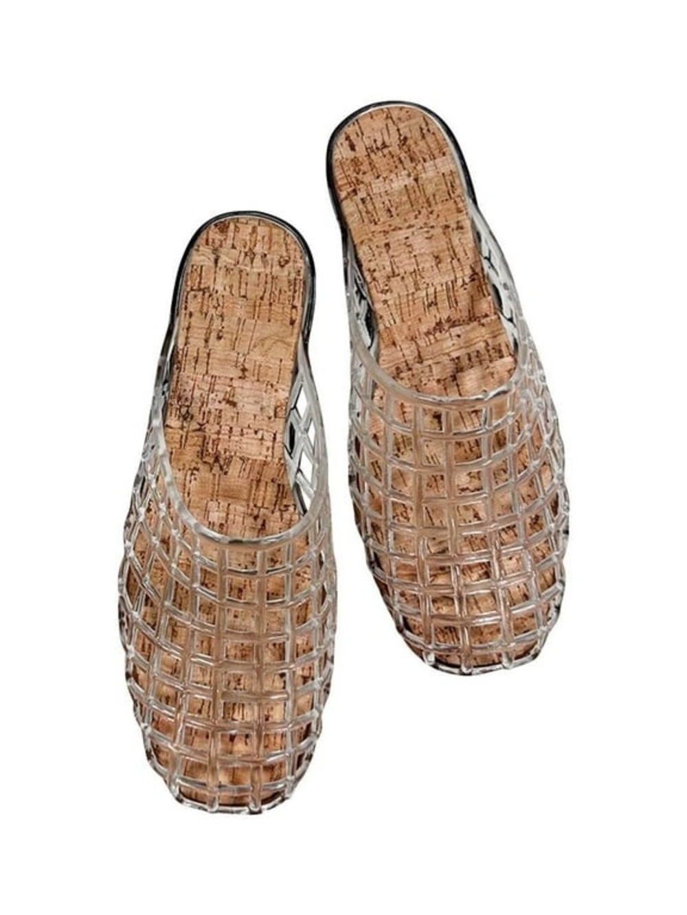 Jelly Clear Woven Mesh Flats - Women's Transparent Slip-On Sandals In size 7